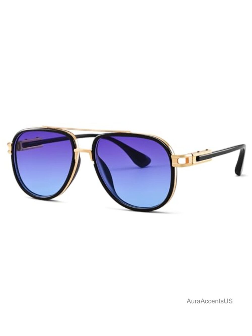 Oversized Aviator Sunglasses Metal Gradient UV400 Square Full-Frame Retro